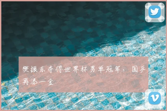 樊振东夺得世界杯男单冠军，国乒再添一金